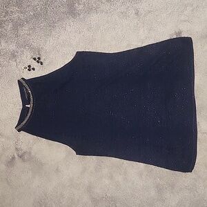Navy halter top embellished collar WHBM size S